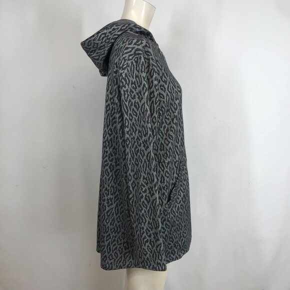 SOFT SURROUNDINGS - WOMEN'S LARGE - GRAY FULL ZIP HOODED ANIMAL PRINT JACKET - Picture 4 of 9